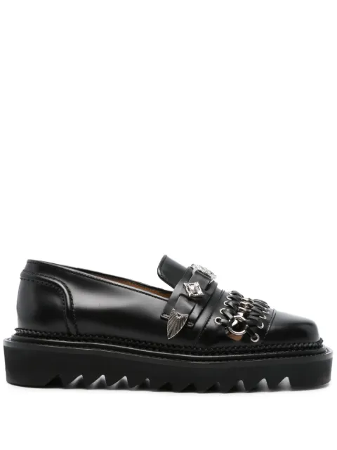 Toga Pulla ring-detail leather loafers Black FTGPW133009009