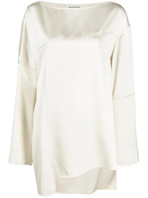 Jil Sander seam-detail crepe blouse Neutrals J01NC0135J65112