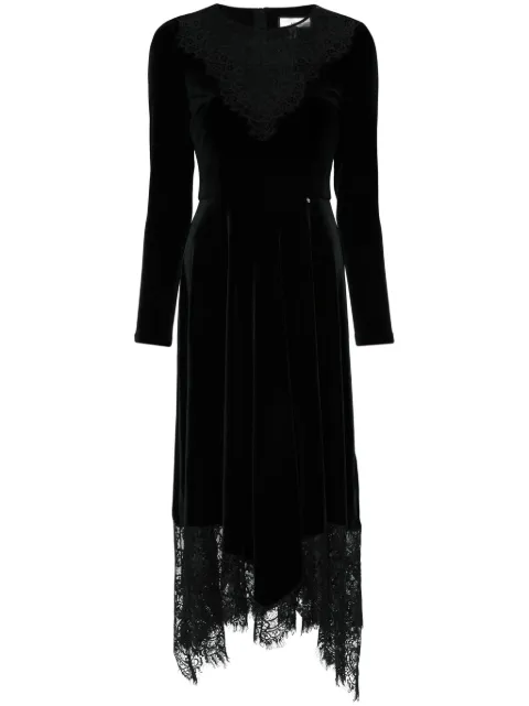 NISSA lace insert velvet dress Black RS15110