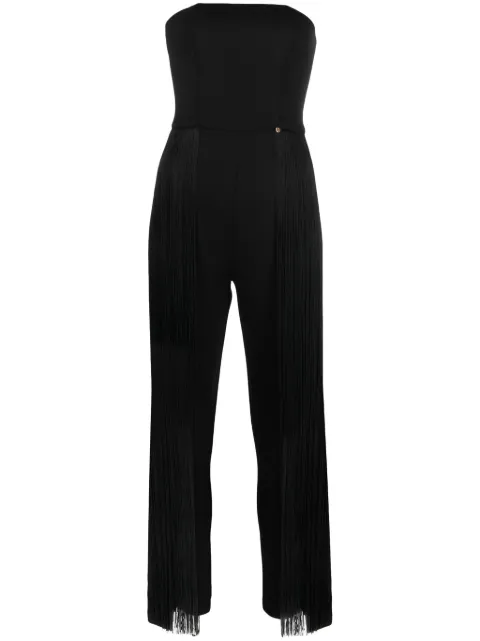 NISSA fringed strapless jumpsuit Black SALOS14557