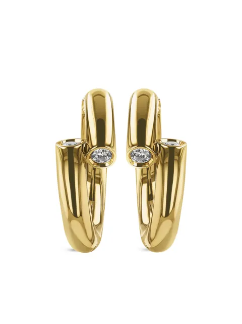 Pragnell 18kt yellow gold Eclipse diamond huggie-hoop earrings Gold PYR025