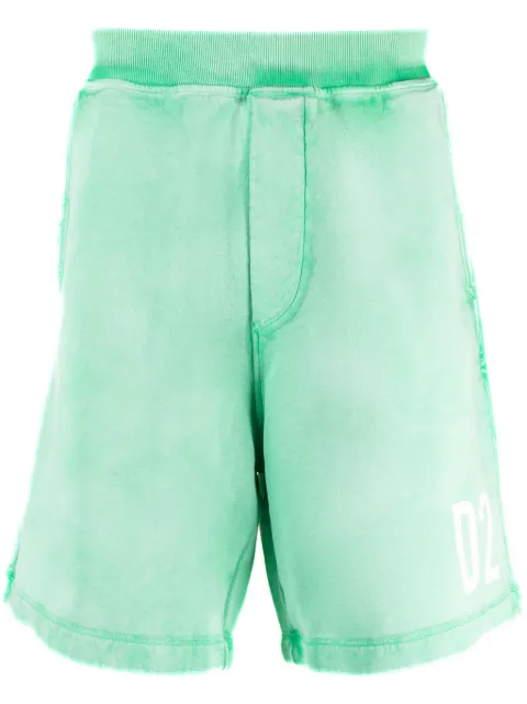 DSQUARED2 logo-print cotton track shorts Green S74MU0796S25608