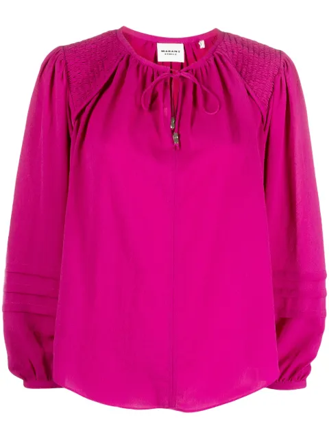 MARANT ÉTOILE Lamaya tie-neck blouse Pink HT0314FAB1J05E