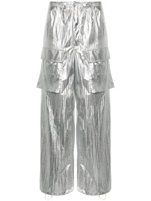 MM6 Maison Margiela drawstring-fastening metallic trousers Silver S52KA0478S78538