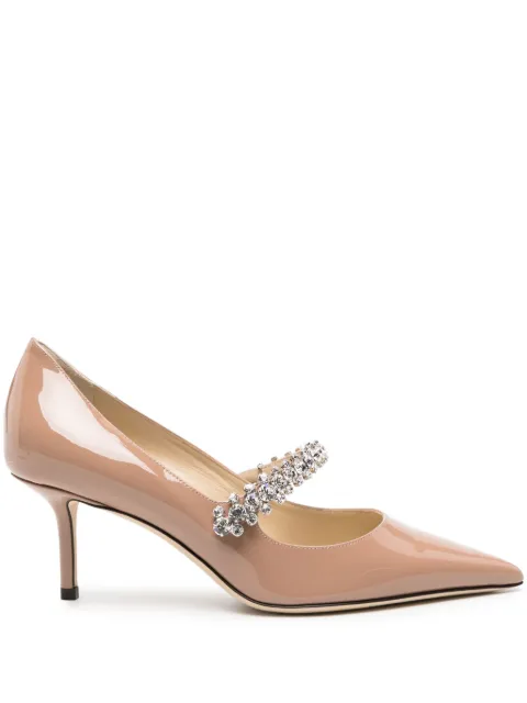 Jimmy Choo Bing 65 crystal-embellished patent-leather pumps Pink BINGPUMP65PAT