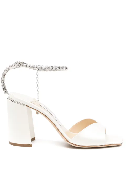 Jimmy Choo Saeda 85mm crystal-strap sandals Neutrals J000164137