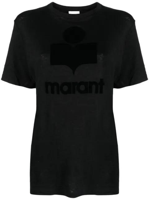 MARANT ÉTOILE Zewel flocked linen T-shirt Black TS0001FBA1N09E