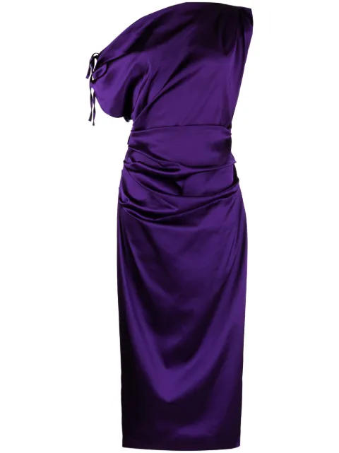 Talbot Runhof gathered satin minidress Purple OS0518021200