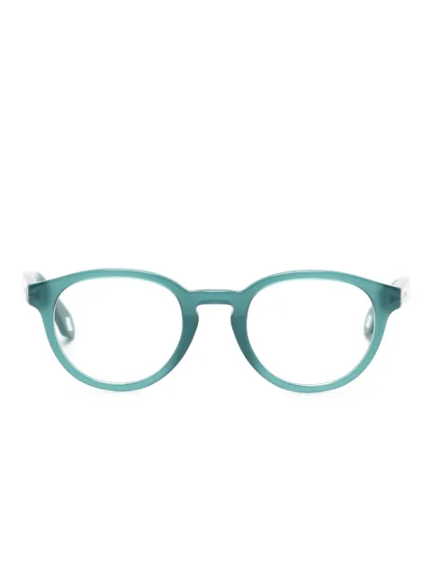 Giorgio Armani logo-engraved oval-frame glasses Green AR7248