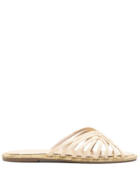 Le Silla Embrace flat raffia sandals Neutrals 1217B020MTPPPAN
