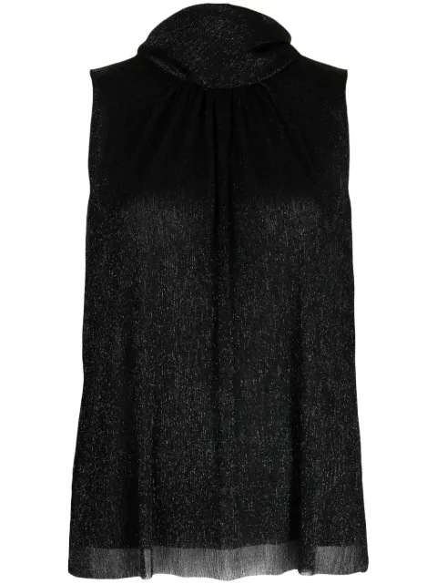 Talbot Runhof metallic-effect sleeveless top Black AT044103CK15