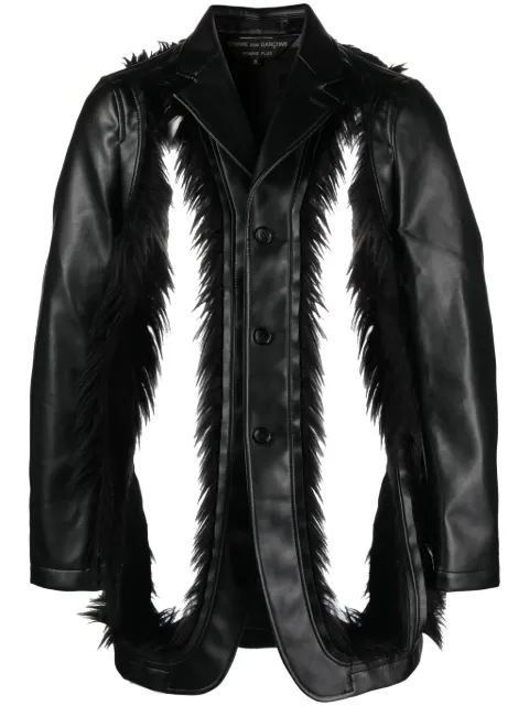 Comme des Garçons Homme Plus cutout faux-fur blazer Black J060051