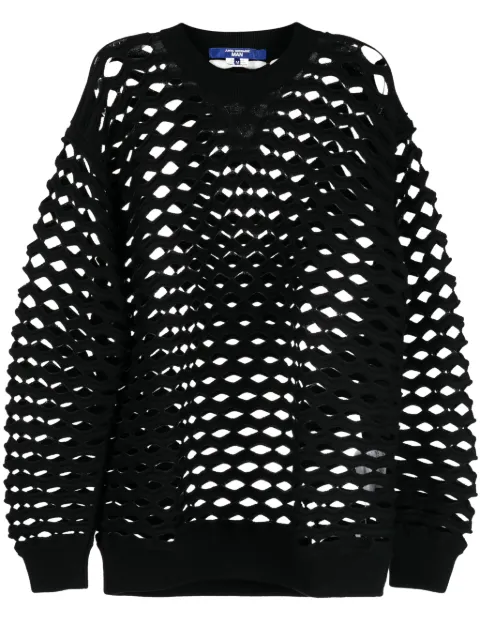 Junya Watanabe MAN laser cut-detail crew-neck jumper Black WLN007