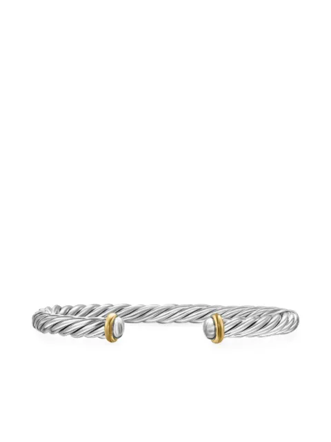 David Yurman 14kt yellow gold and sterling silver Cable cuff bracelet (6mm) Silver B35127MS4