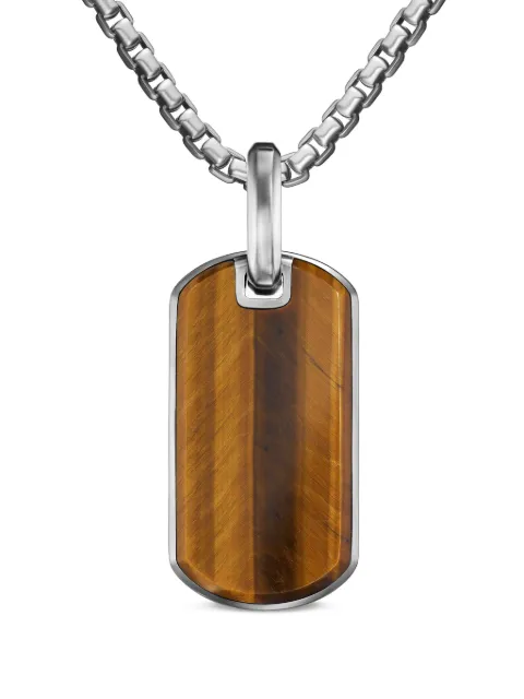 David Yurman sterling silver Chevron tiger eye tag (27mm) Silver D25442MSSBTE