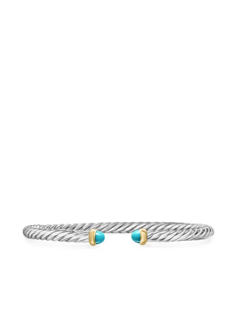David Yurman 14kt yellow gold Cable Flex cuff turquoise bracelet (4mm) Silver B18092S4BTQ