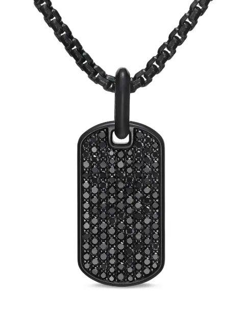 David Yurman sterling silver Chevron diamond tag (27mm) Black D25442MTBABD