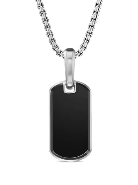 David Yurman sterling silver Chevron tag (21mm) Black D35090MSSBBO