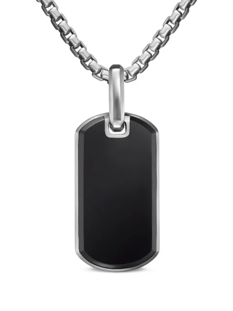 David Yurman sterling silver Chevron onyx tag (27mm) Silver D25442MSSBBO