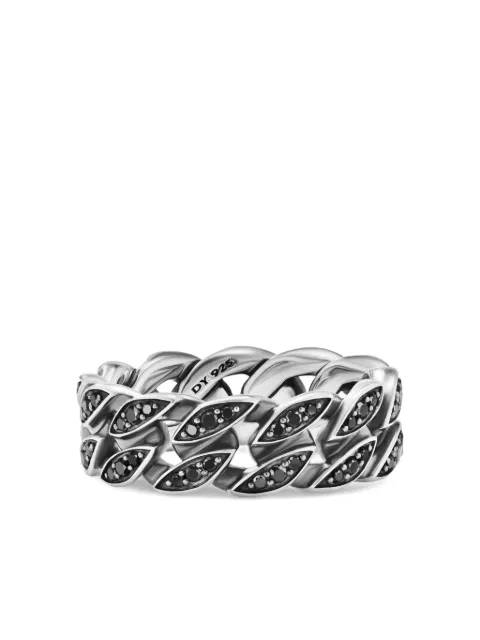 David Yurman sterling silver Curb Chain diamond band ring (8mm) Black R25444MSSABD