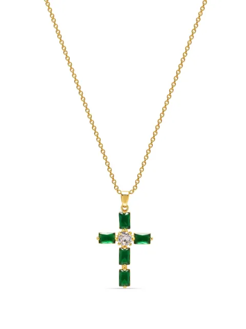 Nialaya Jewelry crystal-embellished cross-charm necklace Gold WNECK242