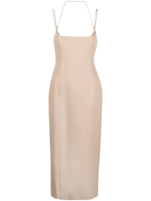 The Attico panelled virgin-wool dress Neutrals 241WCM106W046