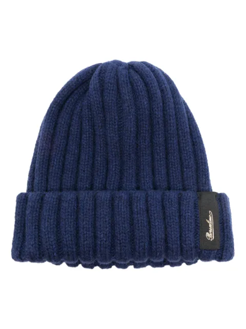Borsalino logo-patch ribbed beanie Blue 13353EWSM127