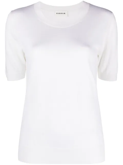 P.A.R.O.S.H. Linfa short-sleeve fine-knit top White LINFAD540779