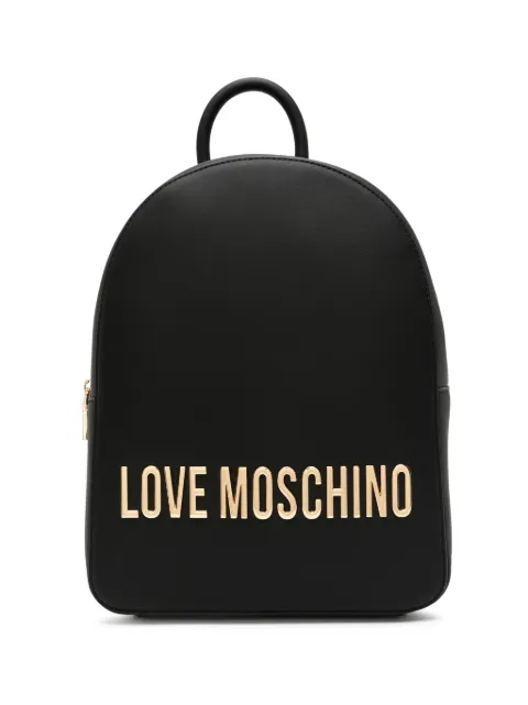 Love Moschino logo-plaque leather backpack Black JC4193PP1IKD0
