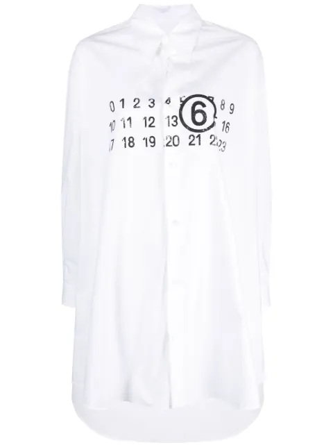 MM6 Maison Margiela logo-print cotton shirtdress White S52CT0780S47294