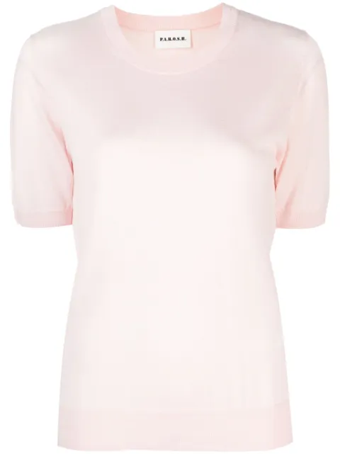 P.A.R.O.S.H. Linfa short-sleeve fine-knit top Pink LINFAD540779