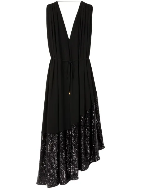 AZ FACTORY sequin-embellished pleated maxi dress Black 23DRS212CR4