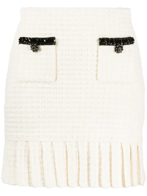 Self-Portrait waffle-knit mini skirt Neutrals RS24150SK