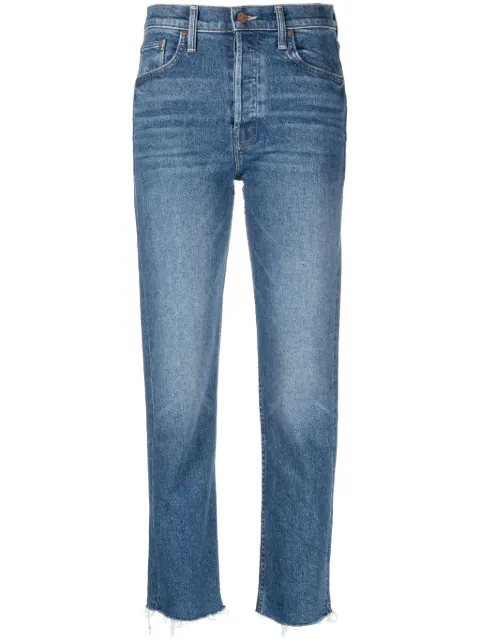 MOTHER Tomcat slim-cut frayed-edge jeans Blue MOTI16841043