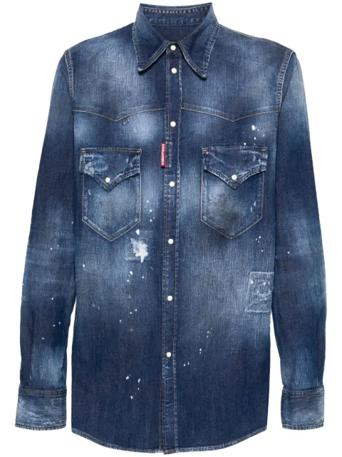 DSQUARED2 paint-splatter denim shirt Blue S74DM0795S30341