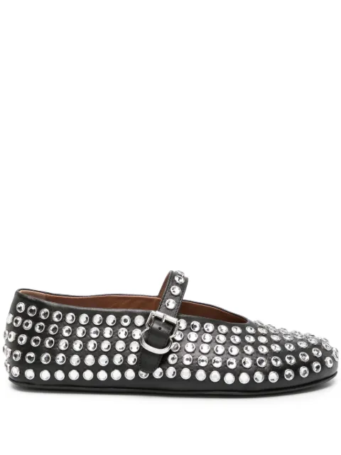 Alaïa crystal-embelished leather ballerina shoes Black AA3A029CK116