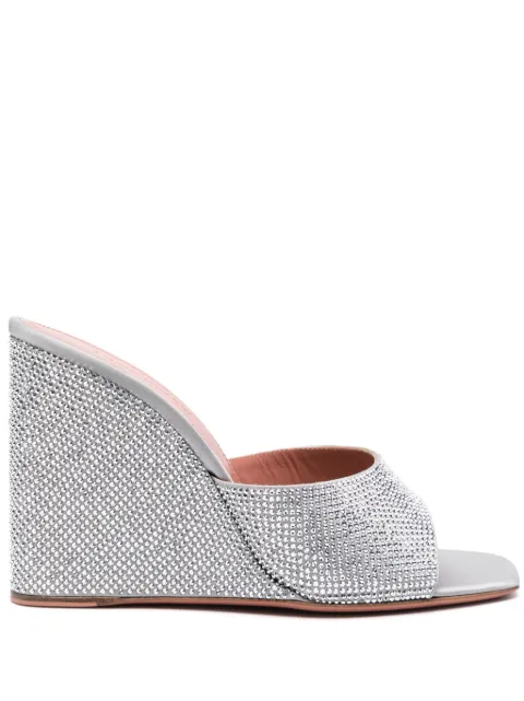 Amina Muaddi Lupita heeled sandals Silver LUPITACRYWESATIN