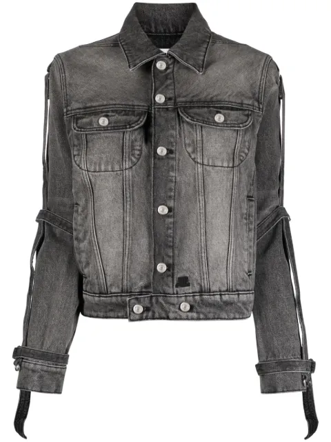 Courrèges strap-embellished denim jacket Grey 423DBL133DE0009