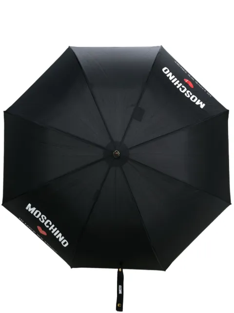 Moschino slogan-print umbrella Black 895663AUTO