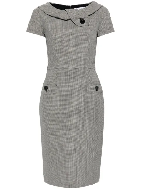 Christian Dior Pre-Owned 2010s houndstooth wool dress White HOLADIO429