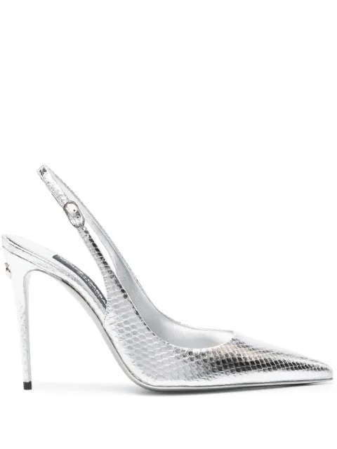 Dolce & Gabbana metallic snakeskin pumps Silver CG0602A2F48