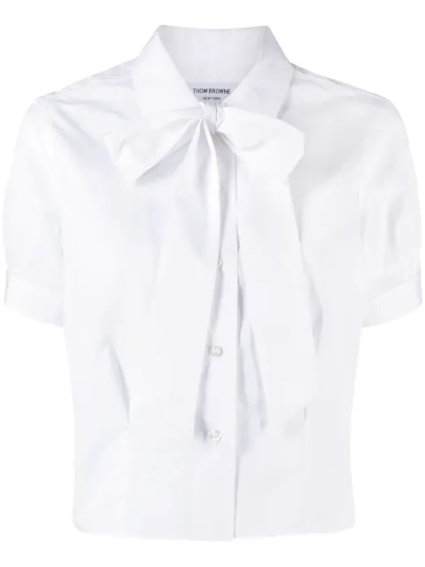 Thom Browne bow-embellished poplin shirt White FLL171A03113