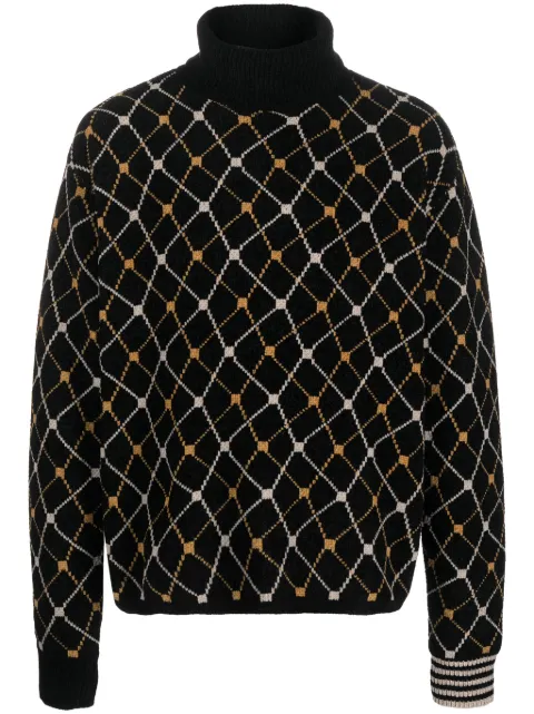 Random Identities roll-neck jacquard jumper Black KN1022FBP00045