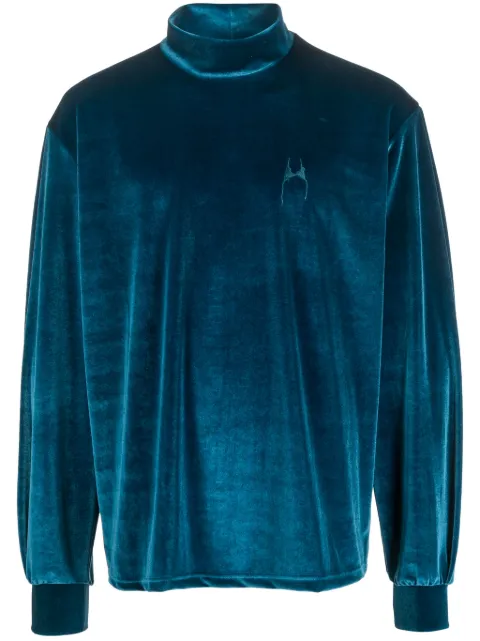 Random Identities high-neck velvet jumper Blue JS97R22FBP00034