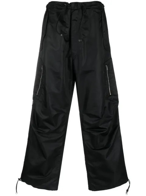 Random Identities satin-finish straight trousers Black NY06AFBN00001