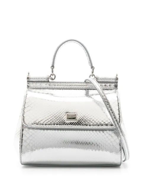 Dolce & Gabbana small Sicily metallic tote bag Silver BB6003A2F48