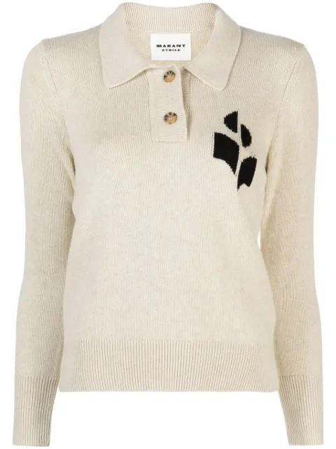 MARANT ÉTOILE Nola knitted polo sweatshirt Neutrals PU0314FAA1X05E
