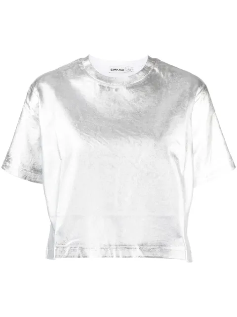 SIMKHAI metallic short-sleeve T-shirt Silver 5232147A