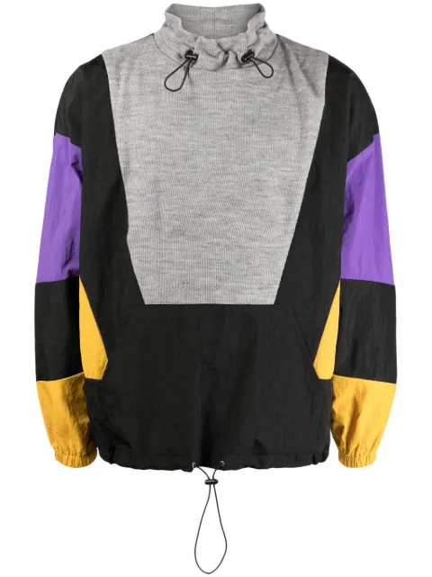 God's Masterful Children drawstring-neck colour-block sweatshirt Black GMC08AIX34