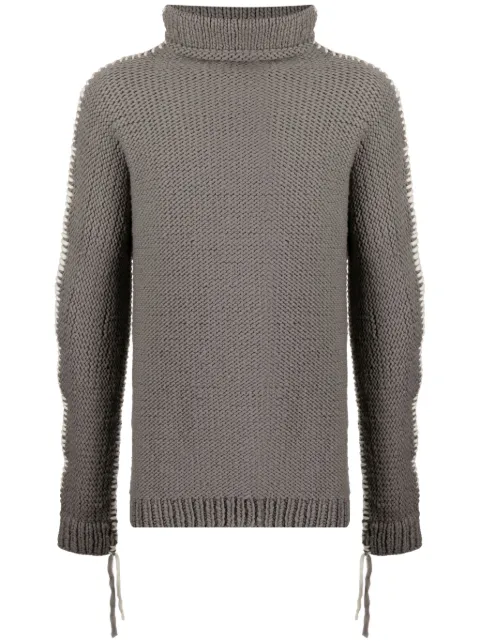 Boris Bidjan Saberi whipstitch-detail merino jumper Grey KN82VAR3